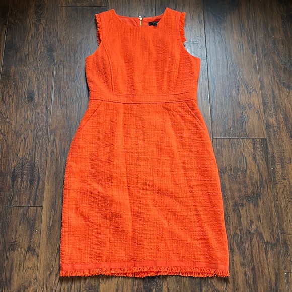 J. Crew Orange Tweed Sleeveless Sheath Dress - Picture 3 of 15